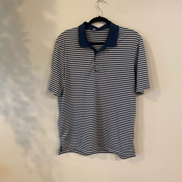 Adidas athletic striped short sleeve polo golf shirt - Picture 1 of 5